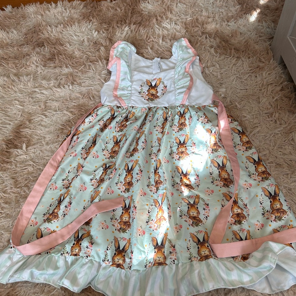 Adorable Bunny Print Dress with Pink Accents
